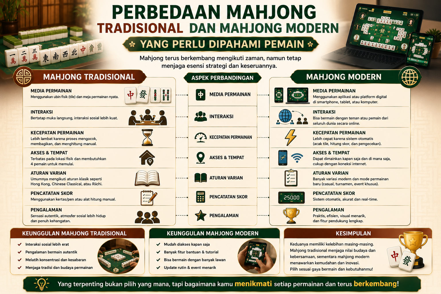 Perbedaan Mahjong Tradisional dan Mahjong Modern yang Perlu Dipahami Pemain